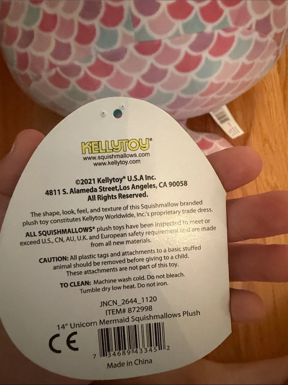 Squishmallows Pastel Pink Mermaid Unicorn Pillow